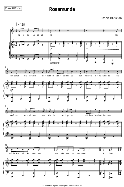 Ноты, аккорды Dennie Christian - Rosamunde