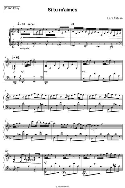 Ноты, аккорды Lara Fabian - Si tu m’aimes