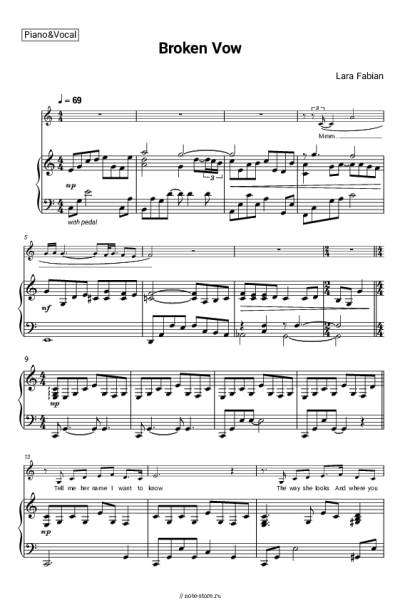 Ноты, аккорды Lara Fabian - Broken Vow