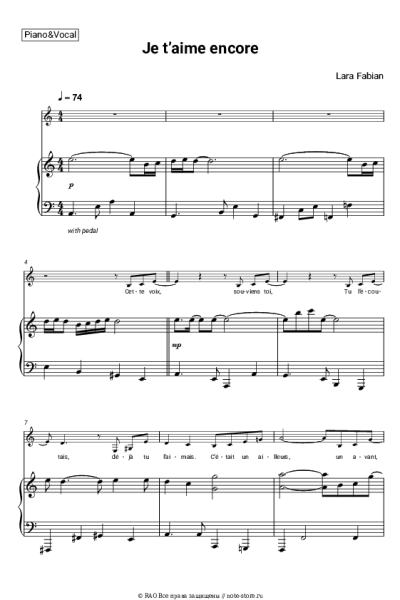 Ноты, аккорды Lara Fabian - Je t’aime encore