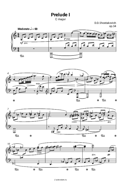 Ноты, аккорды Дмитрий Шостакович - Прелюдия До мажор, op.34 №1