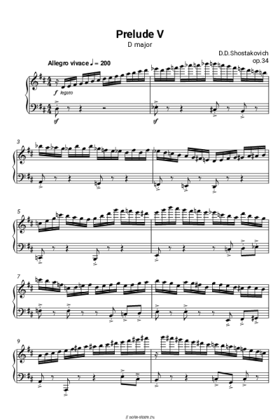 Ноты, аккорды Дмитрий Шостакович - Прелюдия Ре мажор, op.34 №5