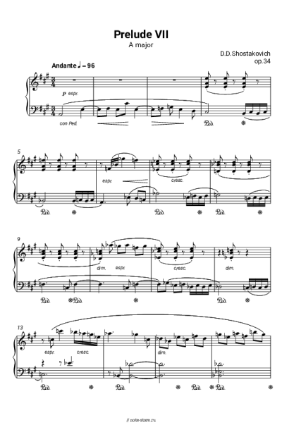 undefined Дмитрий Шостакович - Прелюдия Ля мажор, op.34 №7