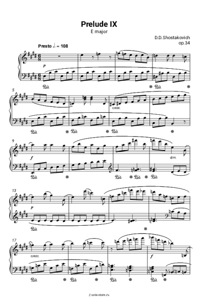 undefined Дмитрий Шостакович - Прелюдия Ми мажор, op.34 №9