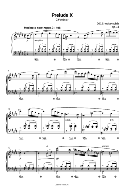Ноты, аккорды Дмитрий Шостакович - Прелюдия До-диез минор, op.34 №10