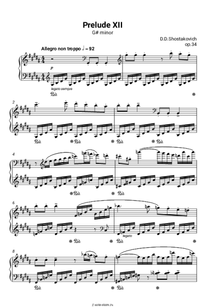 Ноты, аккорды Дмитрий Шостакович - Прелюдия Соль-диез минор, op.34 №12
