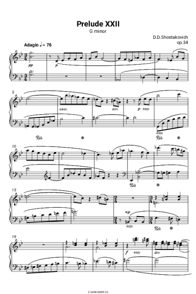 Ноты, аккорды Дмитрий Шостакович - Прелюдия Соль минор, op.34 №22