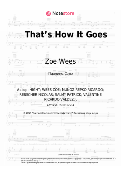 Ноты, аккорды Zoe Wees, 6lack - That’s How It Goes