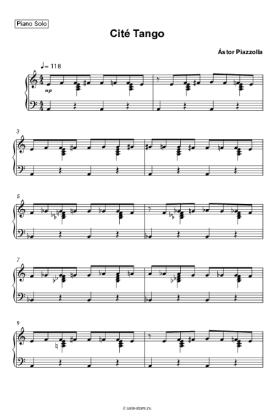 Ноты, аккорды Астор Пьяццолла - Cite' Tango