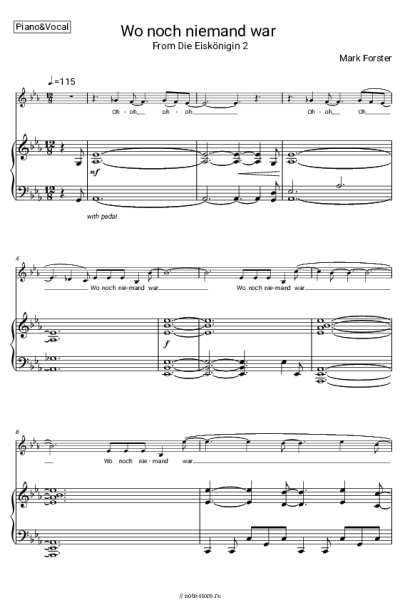 Ноты, аккорды Mark Forster - Wo noch niemand war (From ‘Die Eiskönigin 2’)