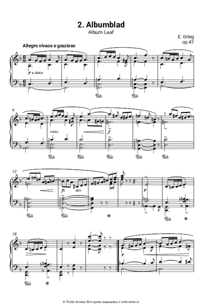 undefined Эдвард Григ - Лирические пьесы, op.47. №2 Albumleaf