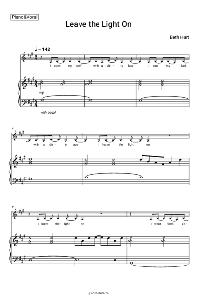 Ноты, аккорды Beth Hart - Leave the Light On