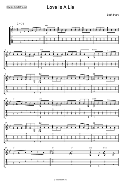 Ноты, аккорды Beth Hart - Love Is A Lie