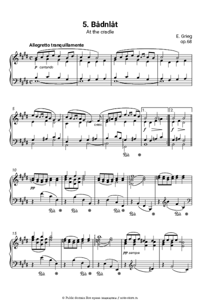 undefined Эдвард Григ - Лирические пьесы, op.68. №5 At the cradle