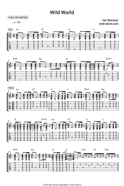 Ноты, аккорды Cat Stevens - Wild world