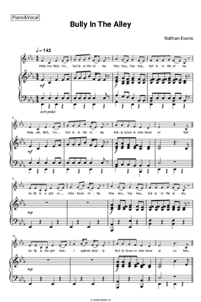 Ноты, аккорды Nathan Evans - Bully In The Alley