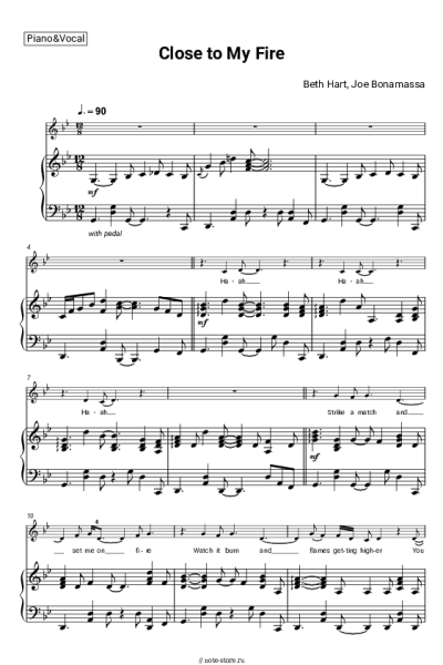 Ноты, аккорды Beth Hart, Joe Bonamassa - Close to My Fire