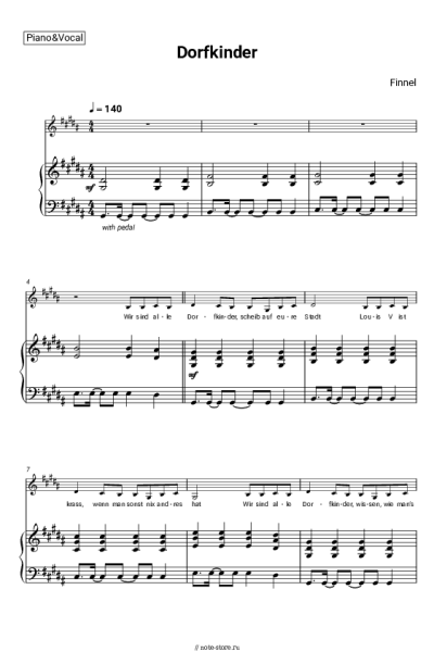 Ноты, аккорды Finnel - Dorfkinder