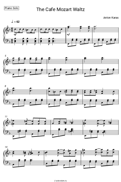 Ноты, аккорды Anton Karas - The Cafe Mozart Waltz