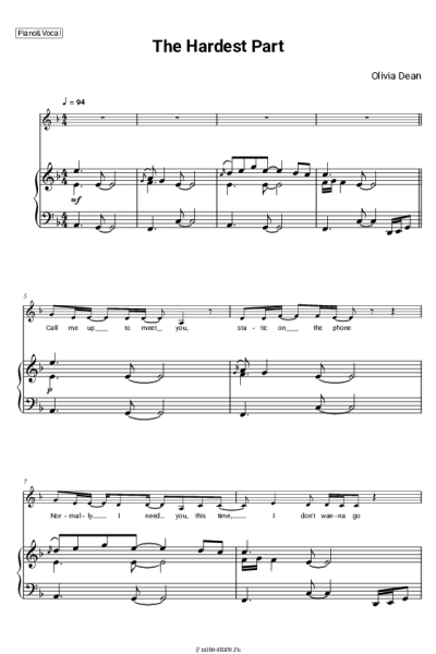 Ноты, аккорды Olivia Dean - The Hardest Part