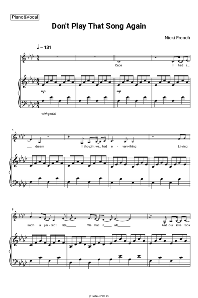 Ноты, аккорды Nicki French - Don't Play That Song Again