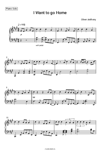 Ноты, аккорды Oliver Anthony Music - I Want to go Home