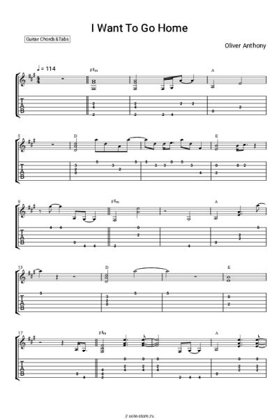 Ноты, аккорды Oliver Anthony Music - I Want to go Home