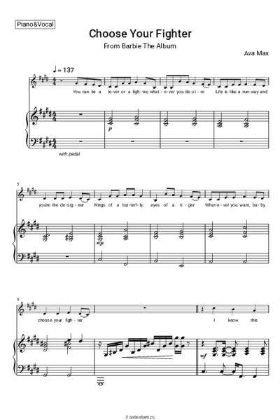 Ноты, аккорды Ava Max - Choose Your Fighter (From Barbie The Album)