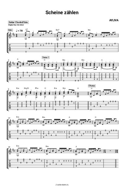 Ноты, аккорды AYLIVA - Scheine zählen