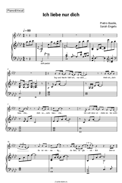 Ноты, аккорды Pietro Basile, Sarah Engels - Ich liebe nur dich