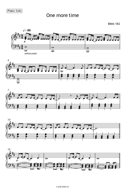 Ноты, аккорды Blink-182 - ONE MORE TIME