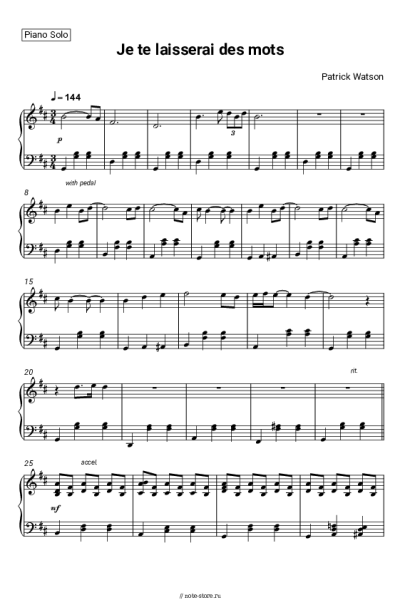 Ноты, аккорды Patrick Watson - Je te laisserai des mots