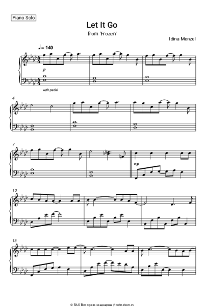 Ноты, аккорды Idina Menzel - Let It Go (from 'Frozen')