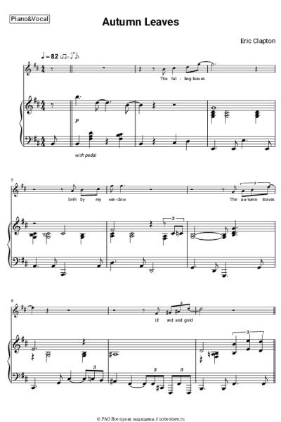 Ноты, аккорды Eric Clapton - Autumn Leaves