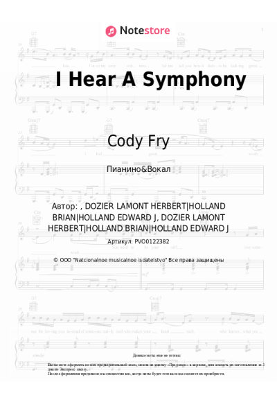 Ноты, аккорды Cody Fry - I Hear A Symphony
