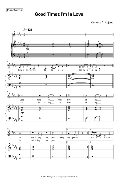 Ноты, аккорды Cerrone, Adjäna - Good Times I'm In Love