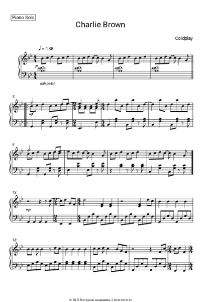 Ноты, аккорды Coldplay - Charlie Brown
