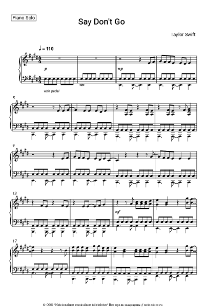 Ноты, аккорды Taylor Swift - Say Don't Go