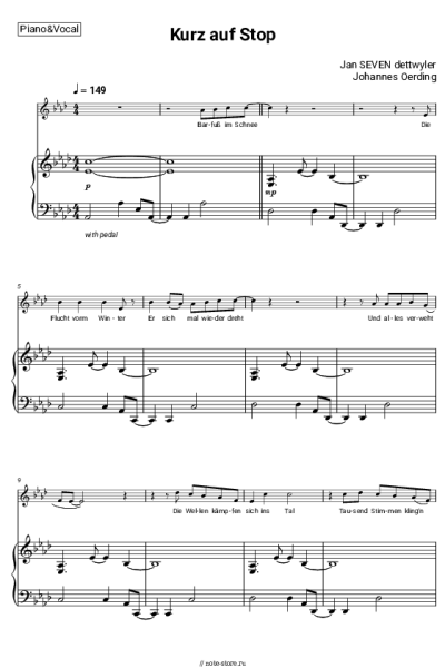 Ноты, аккорды Johannes Oerding, Jan SEVEN dettwyler - Kurz auf Stop