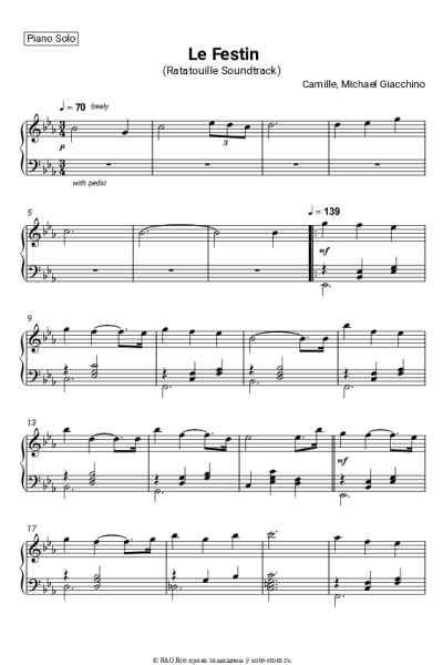 Ноты, аккорды Michael Giacchino, Camille - Le Festin (Ratatouille Soundtrack)