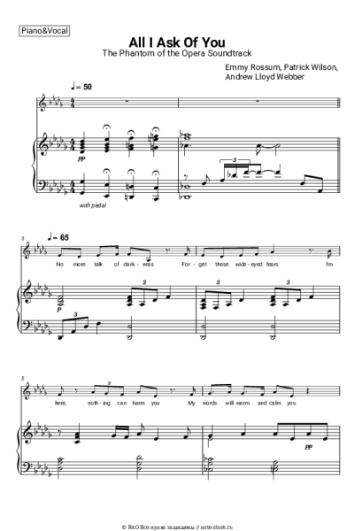 undefined Andrew Lloyd Webber, Emmy Rossum, Patrick Wilson - All I Ask Of You (The Phantom of the Opera Soundtrack)