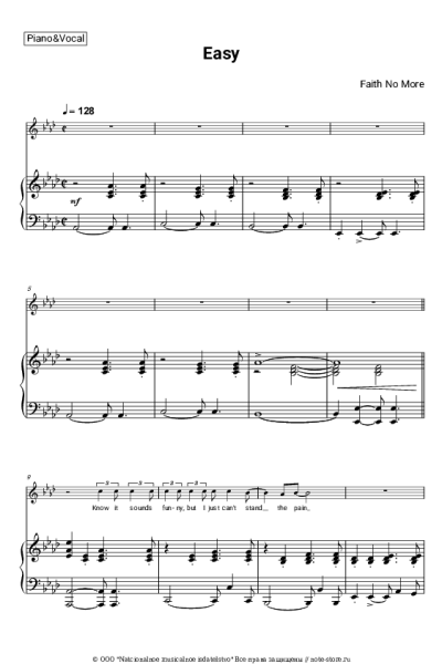 Ноты, аккорды Faith No More - Easy