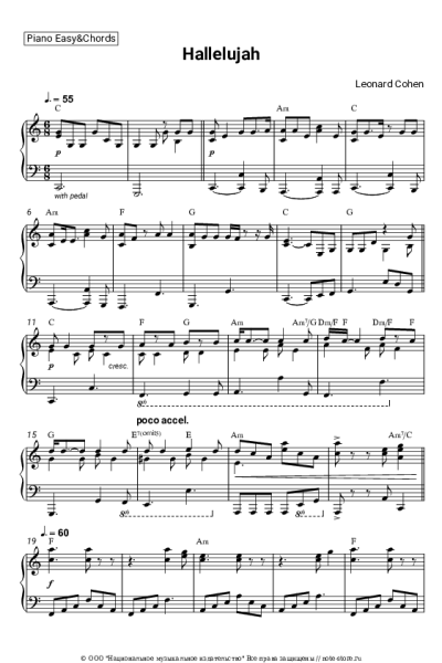 Ноты, аккорды Leonard Cohen - Hallelujah