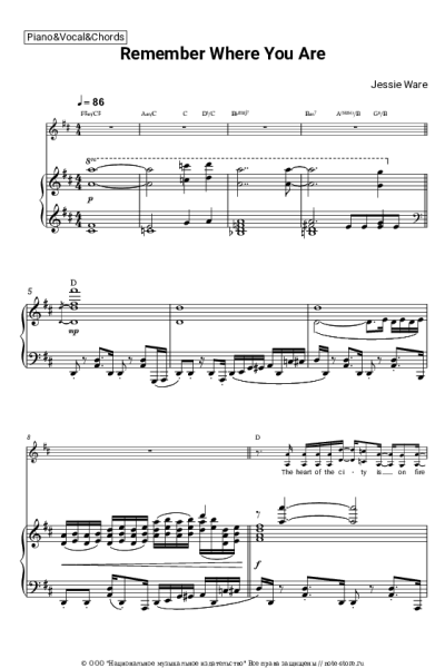 Ноты, аккорды Jessie Ware - Remember Where You Are