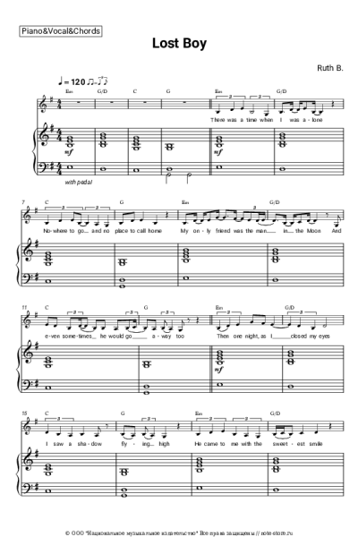 Ноты, аккорды Ruth B. - Lost Boy