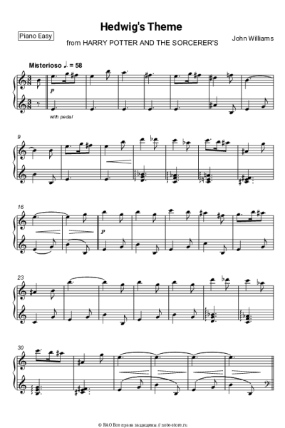Ноты, аккорды John Williams - Hedwig's Theme
