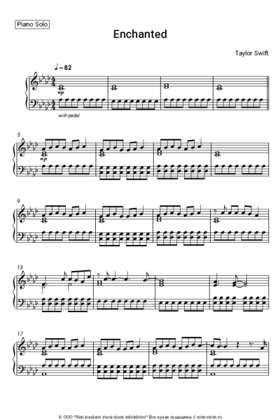 Ноты, аккорды Taylor Swift - Enchanted