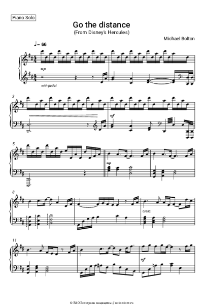 Ноты, аккорды Alan Menken, Michael Bolton - Go the distance (From Disney's Hercules)