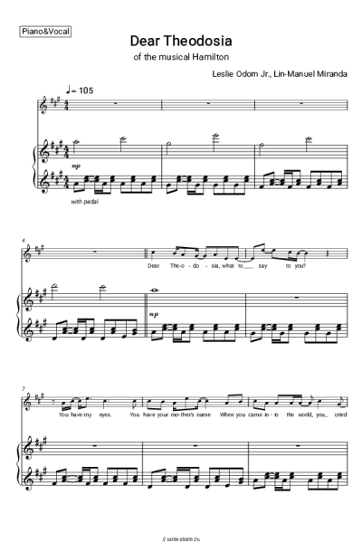 undefined Leslie Odom Jr., Lin-Manuel Miranda - Dear Theodosia (of the musical Hamilton)