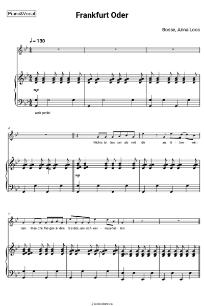 Ноты, аккорды Bosse, Anna Loos - Frankfurt Oder